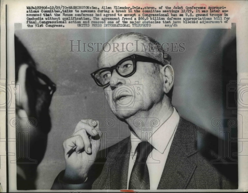 1970 Press Photo Senator Allen Ellendor of Louisiana in Washington DC