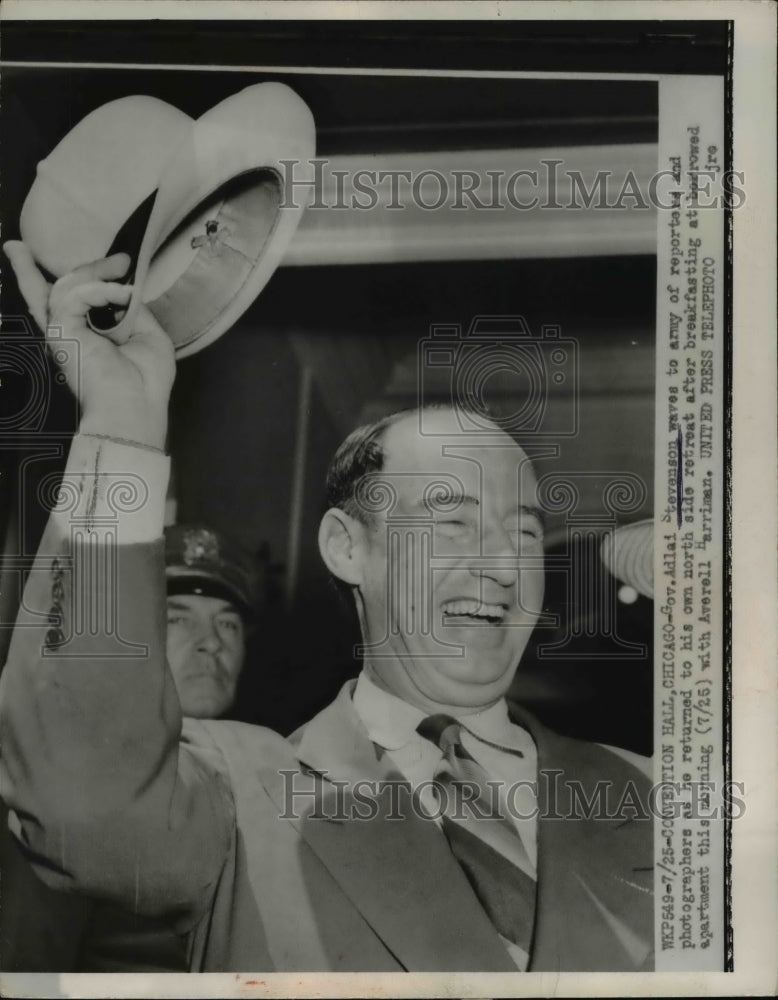 1952 Press Photo Democratic Party head Adlai Stevenson at Chicago convention