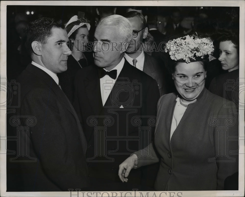 1946 Press Photo Gromyko, Stettinius, Mrs. Gromyko at reception for Dr. Tai-Chi