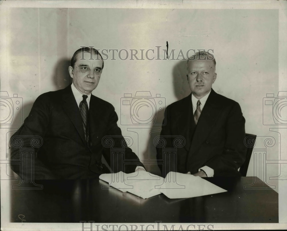1931 Press Photo Owen D. Young, Walter S. Gifford open unemployment conference