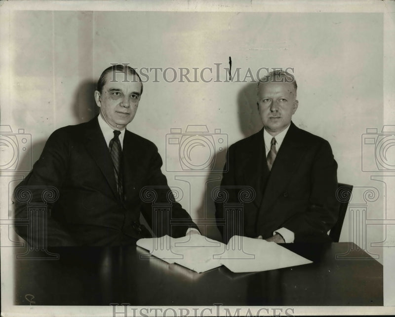 Load image into Gallery viewer, 1931 Press Photo Owen D. Young, Walter S. Gifford open unemployment conference
