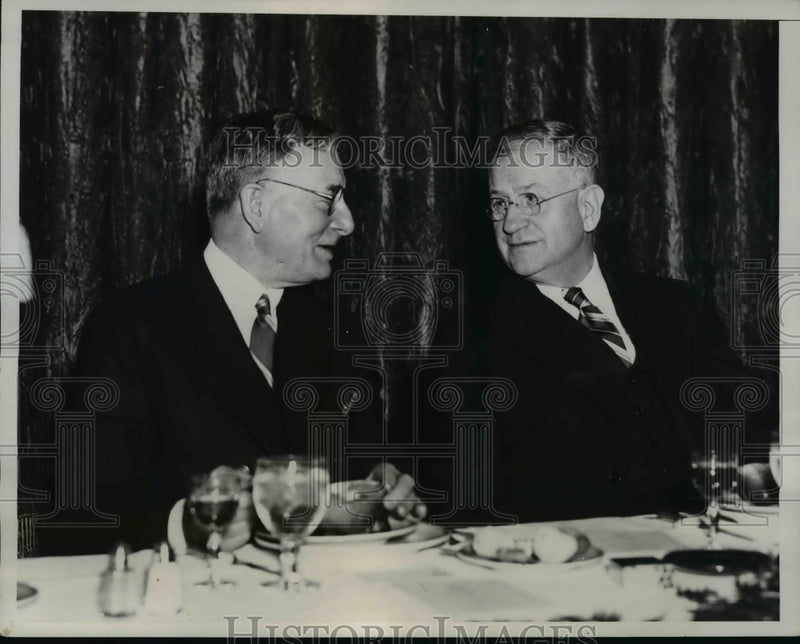 Load image into Gallery viewer, 1935 Press Photo Theodore Bodenwein, Harold L. Ickes at a luncheon - nep03872
