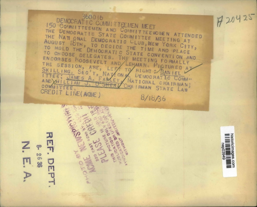 1936 Press Photo Democratic Committee meets at the National Democratic Club