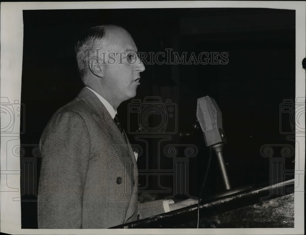 1938 Press Photo Nathan Straus Addressing The Meeting - nep04222