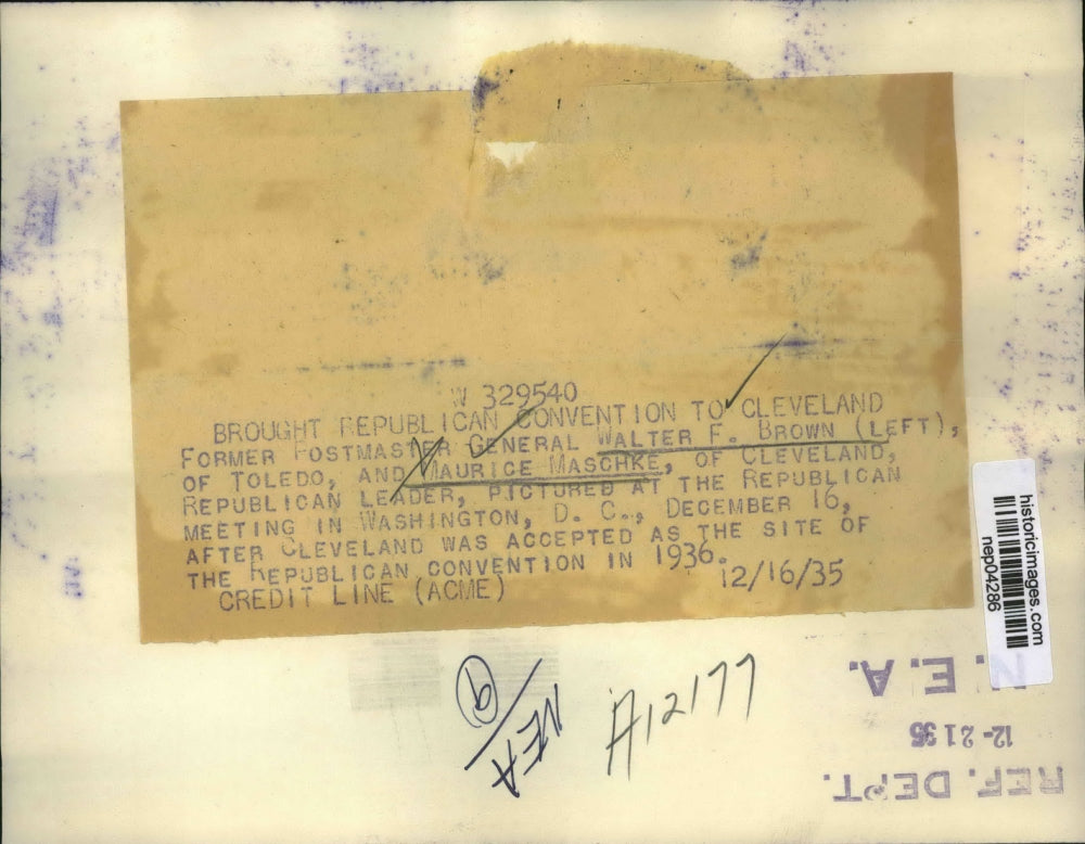 1935 Press Photo General Walter Brown And Maurice Maschke In Washington, D.C.