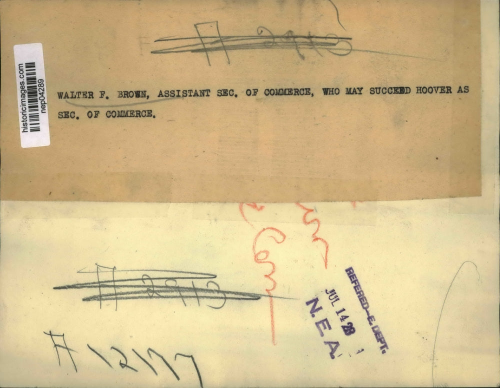 1928 Press Photo Portrait Of Assistant Secretary Walter Brown - nep04289