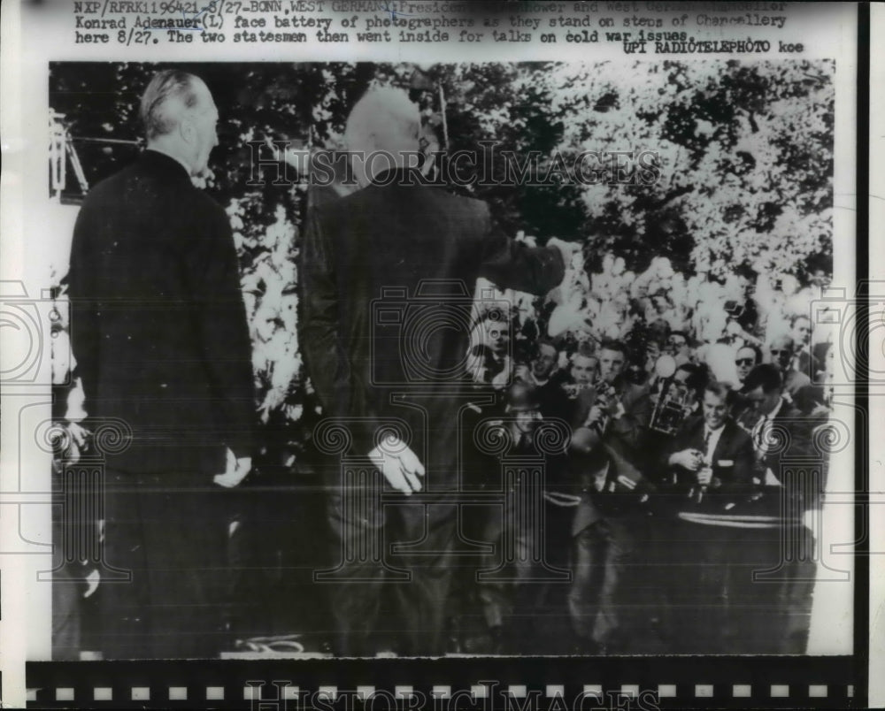 1959 Press Photo President Eisenhower And Konrad Adenauer - nep04290