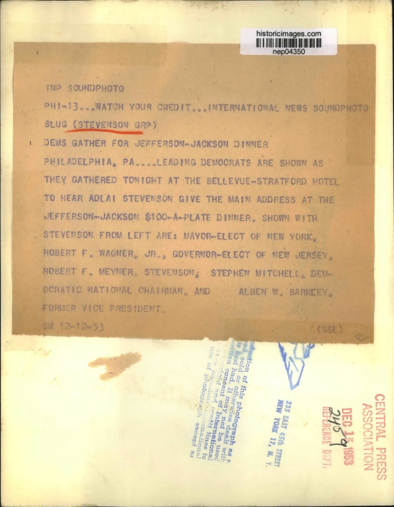 1953 Press Photo Leading Democrats Are Shown As They Gathered At The Hotel