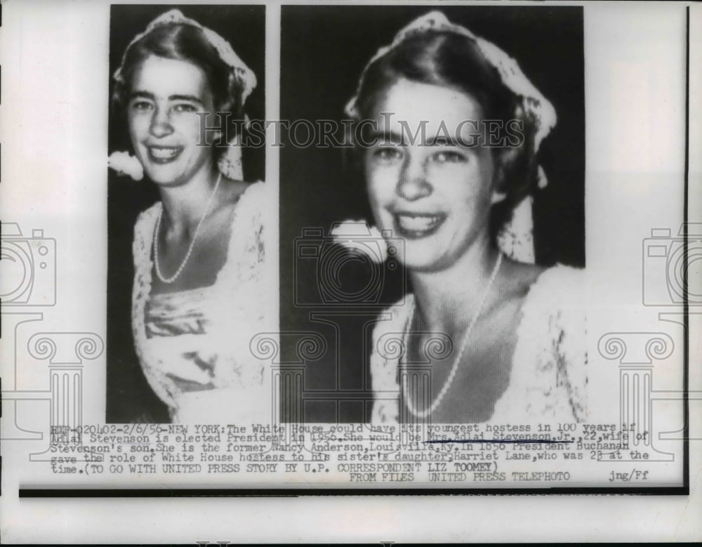 1956 Press Photo Mrs. Adlai Stevenson, Jr. Of Louisvlle - nep04530
