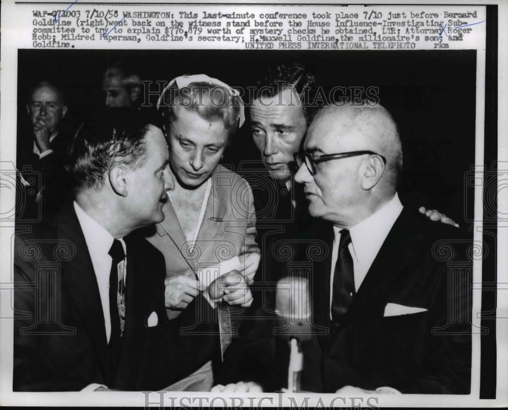 1958 Press Photo Bernard Goldfine At The hearing - nep04582
