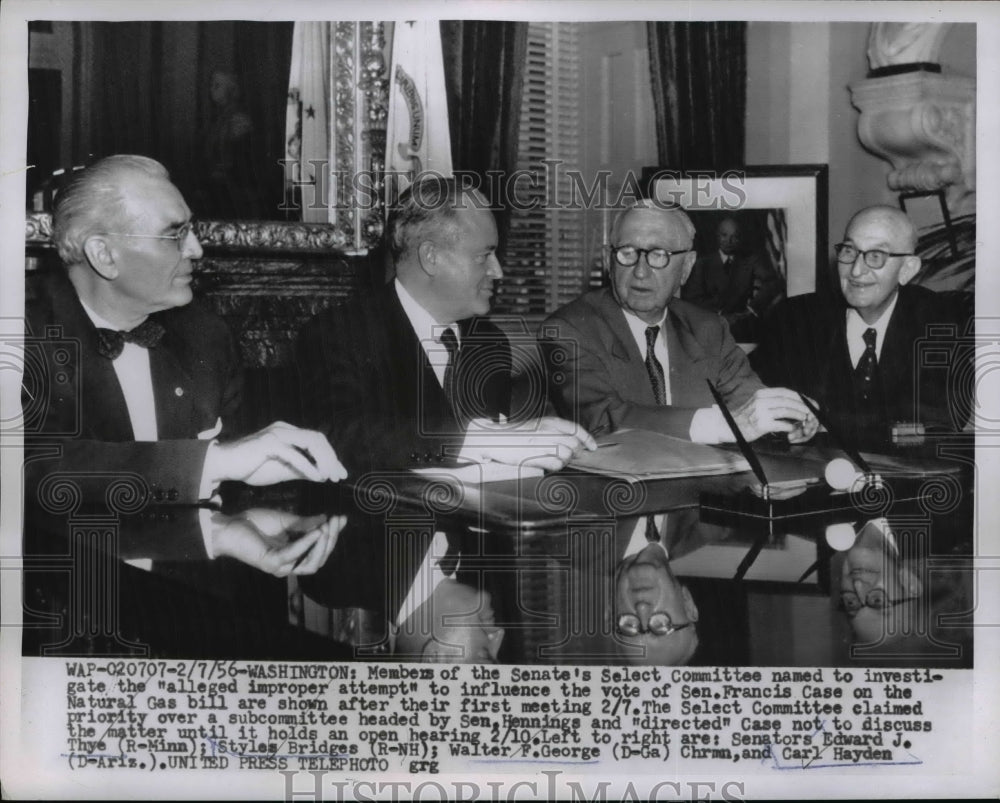 1956 Press Photo Members Of The Senate's Select Committee During The Meeting