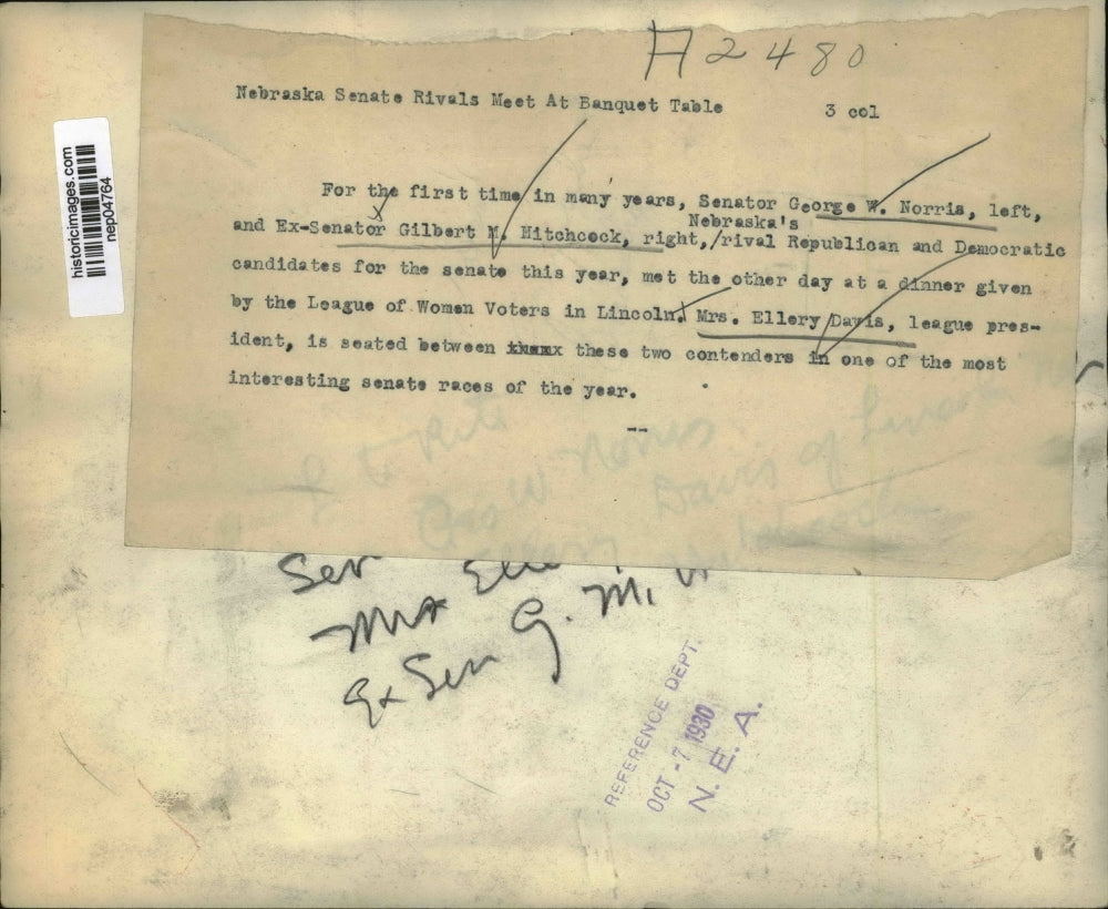 1930 Press Photo Sen. George Norris Is Shown At The Dinner - nep04764