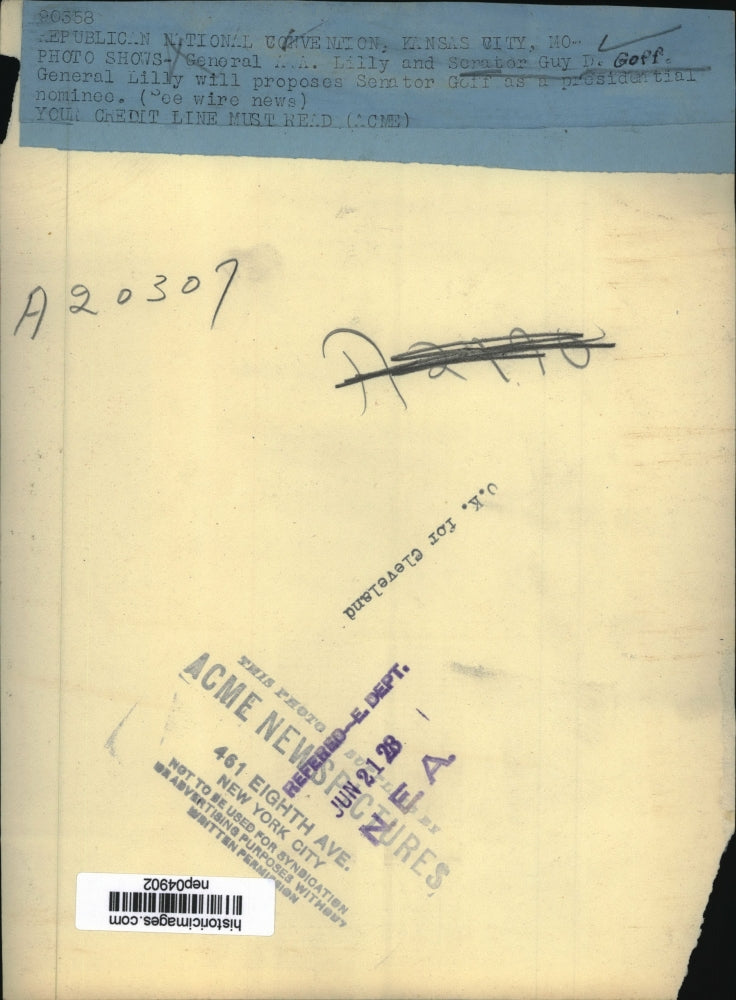 1928 Press Photo General Lilly Proposed To Senator Guy Goff - nep04902