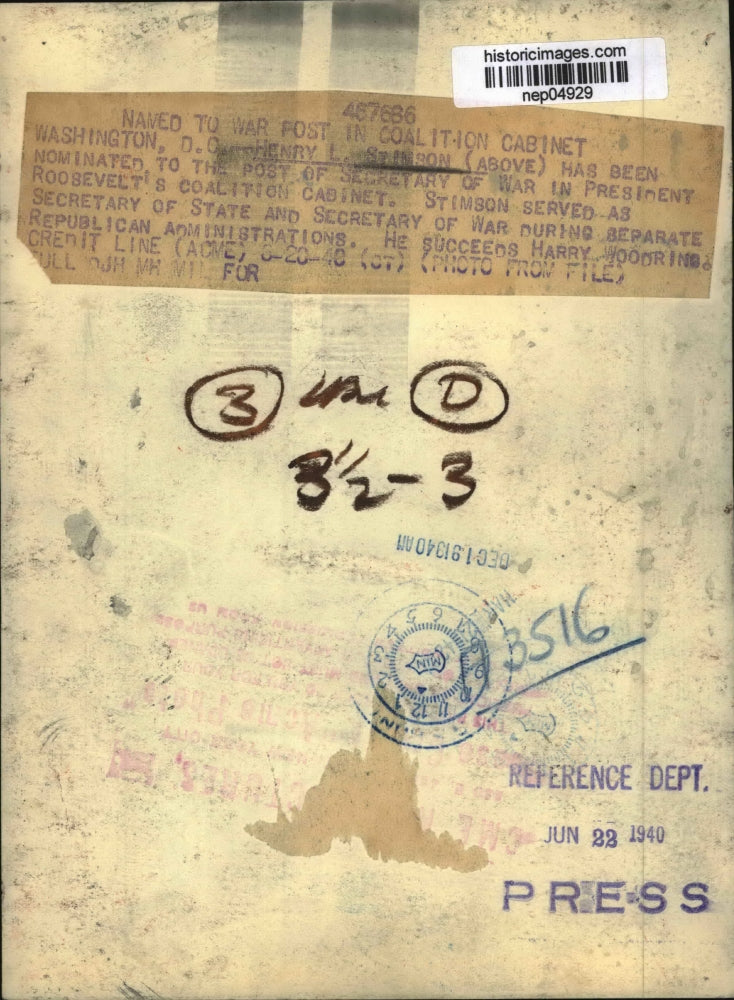 1940 Press Photo Henry Stimson Has Been Nominated To Secretary Of War