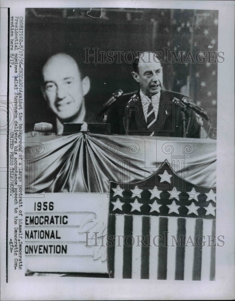 1956 Press Photo Adla Stevenson Delivers His Acceptance Speech - nep04992