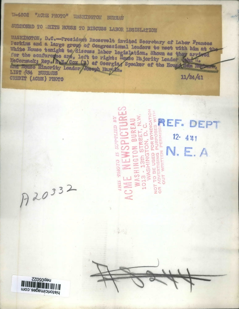 1941 Press Photo Congressional Leaders Arrived For The Conference - nep05022