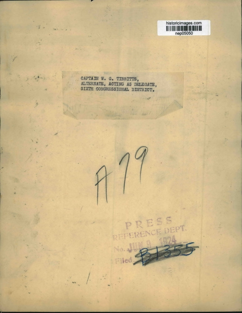 1924 Press Photo Portrait Of Captain Tibbits - nep05050