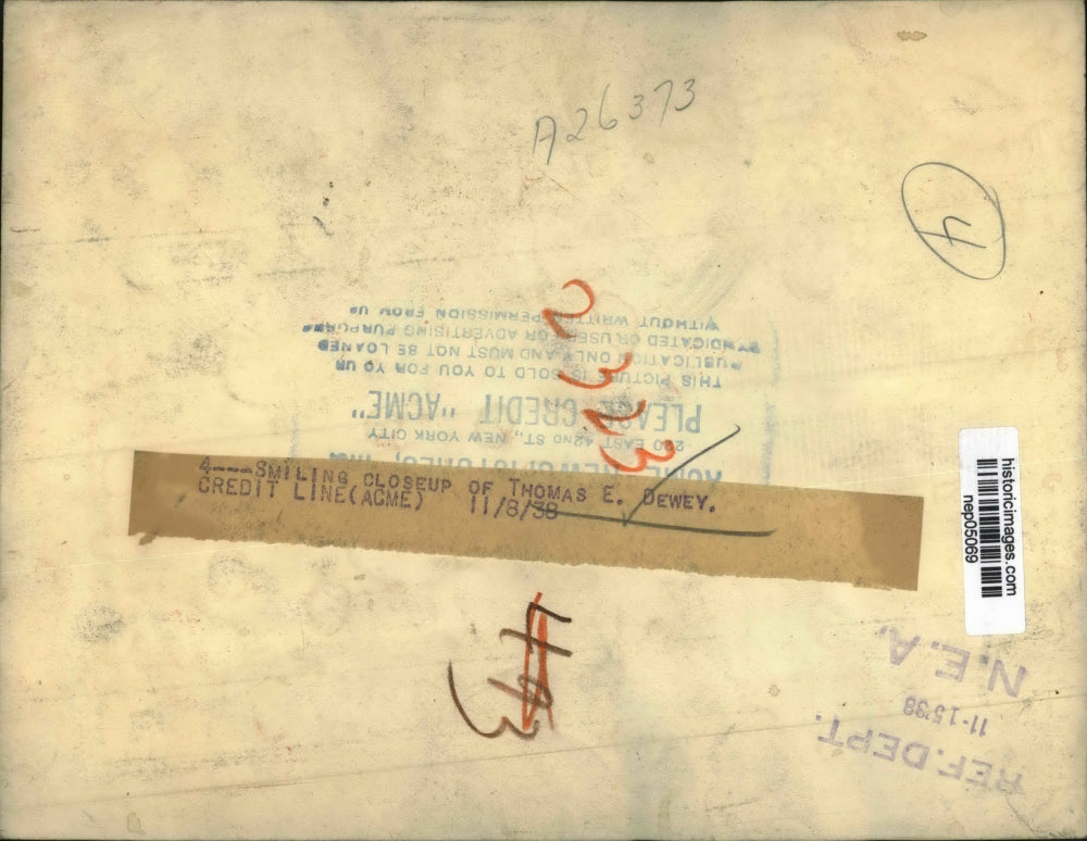 1938 Press Photo Closeup Portrait Of Thomas Dewey - nep05069