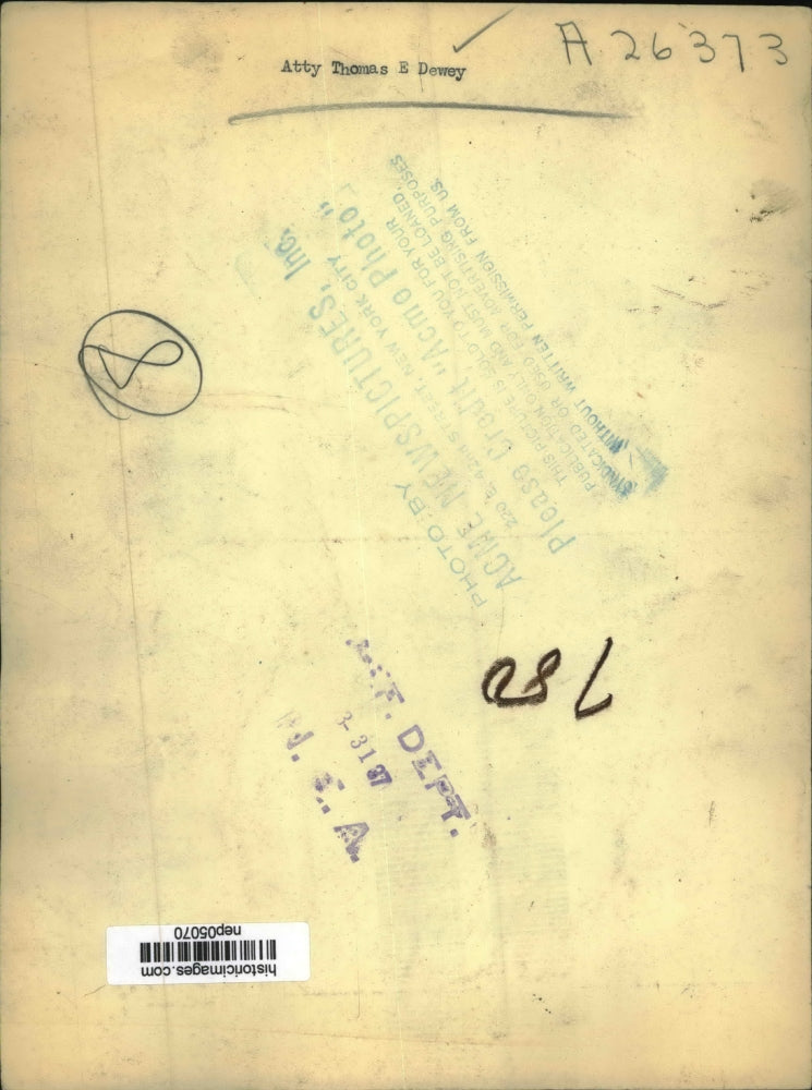 1937 Press Photo Portrait Of Atty. Thomas Dewey - nep05070