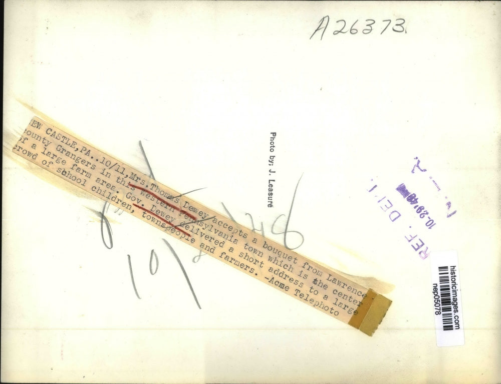 1948 Press Photo Gov. Dewey visits Pennsylvania With His Wife Mrs. Dewey