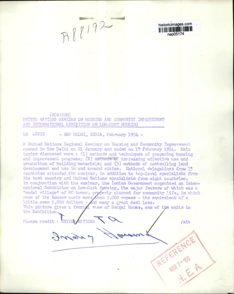 1956 Press Photo Example Of A Low Cost Bengal House - nep05174