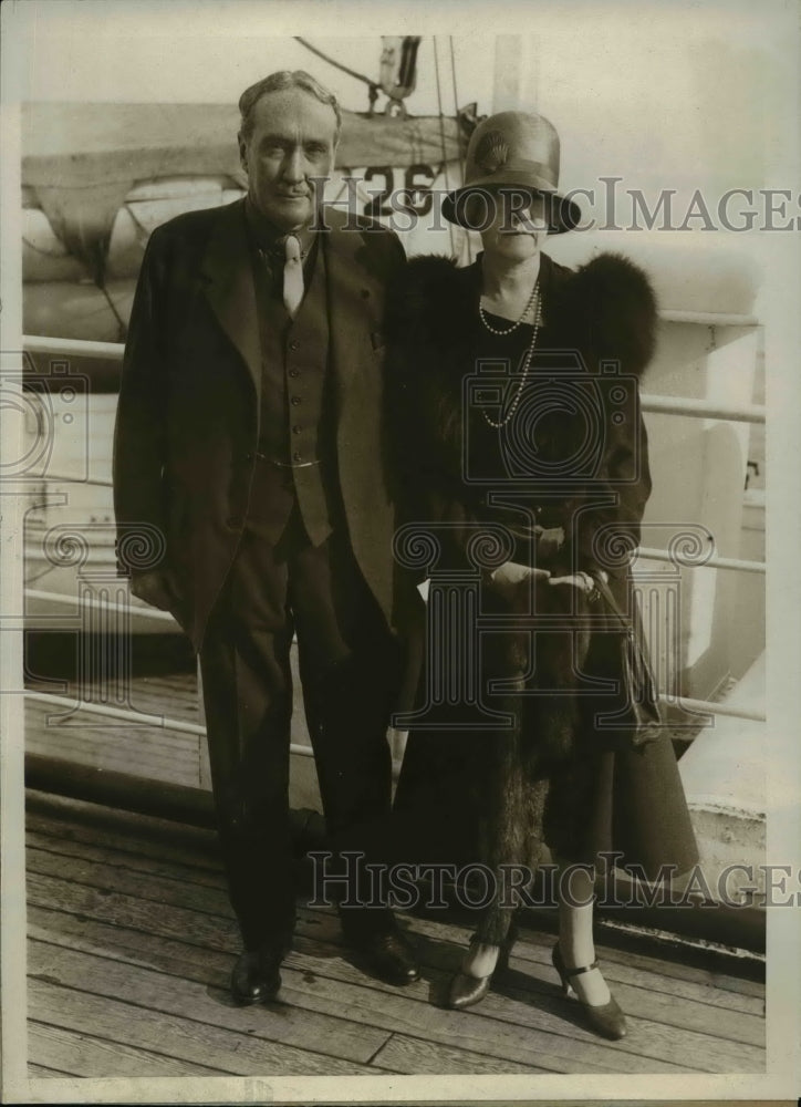 1930 Press Photo James Gerard And His Wife Are Shown Aboard The S.S. Paris