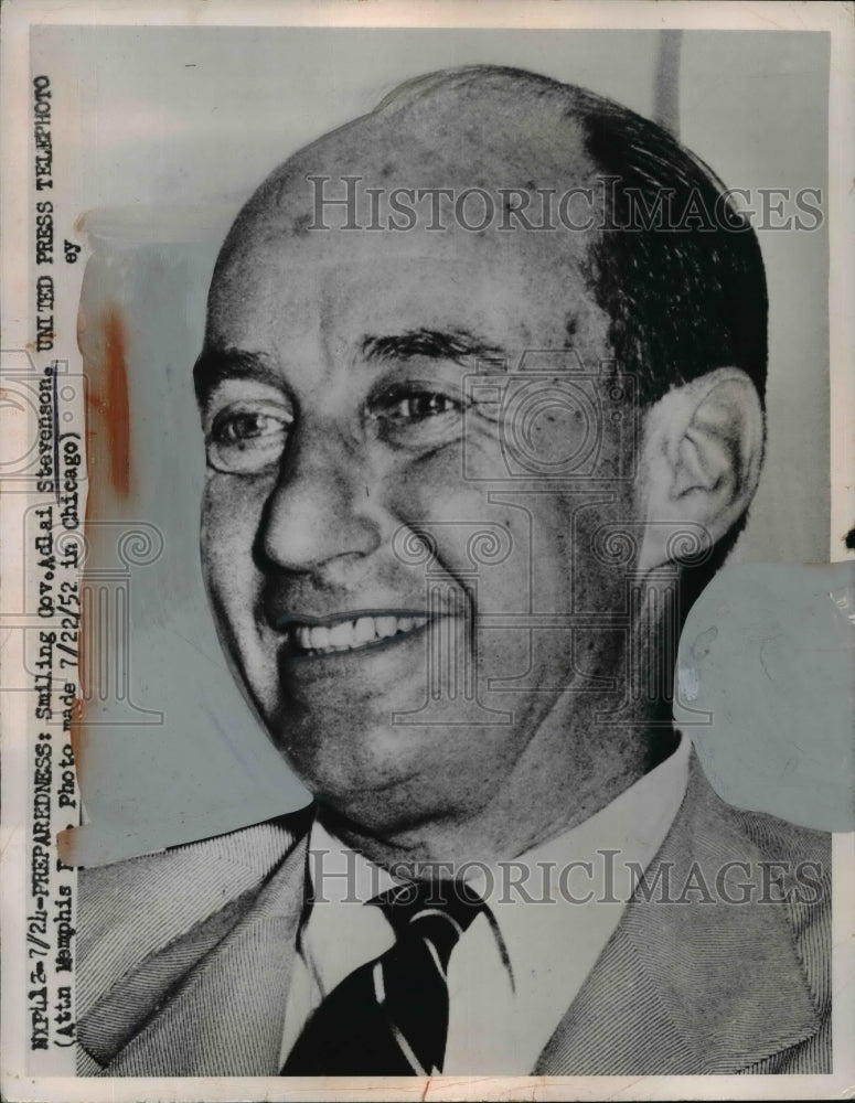 1952 Press Photo Portrait Of Gov. Adlai Stevenson - nep05271