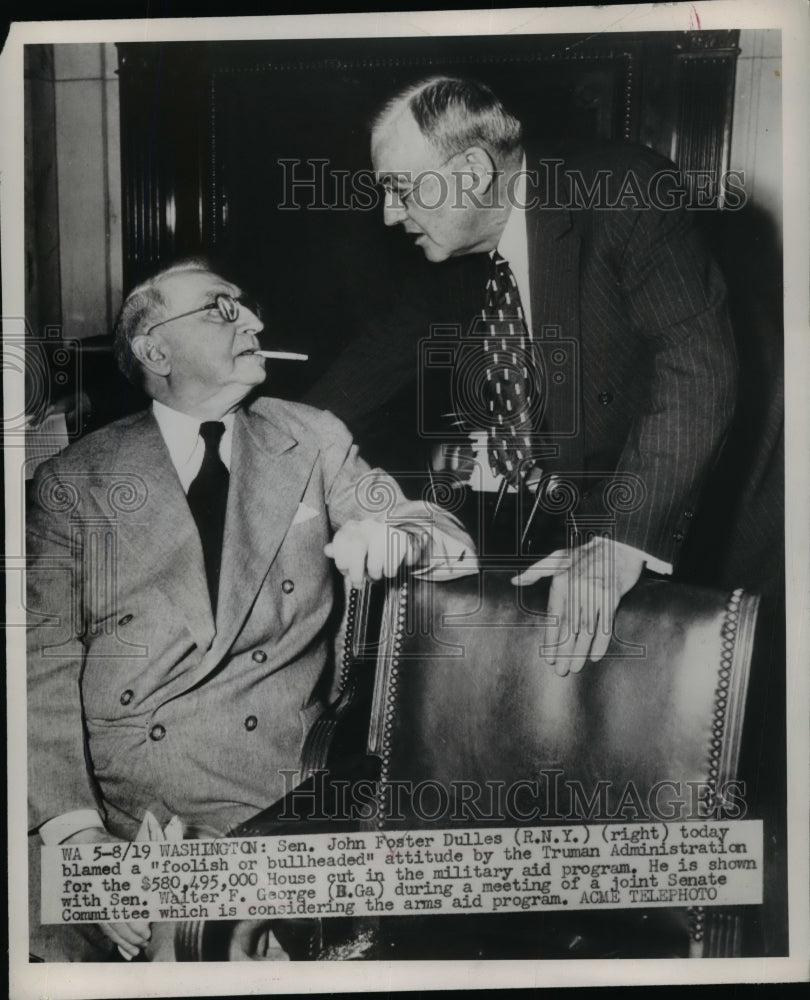 1949 Press Photo John Forster Dulles And Walter George During A Meeting