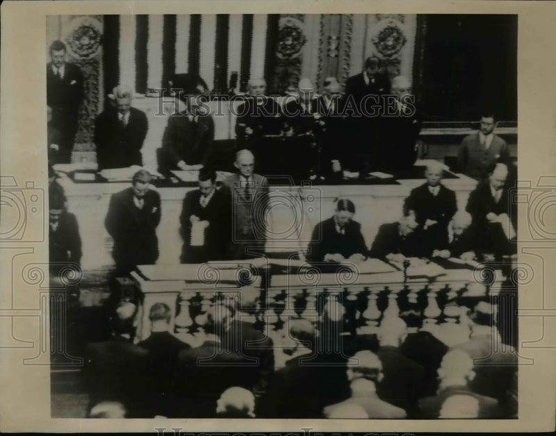 Load image into Gallery viewer, 1937 Press Photo Rev. James Shera Montgomery As He Delivers The Invocation
