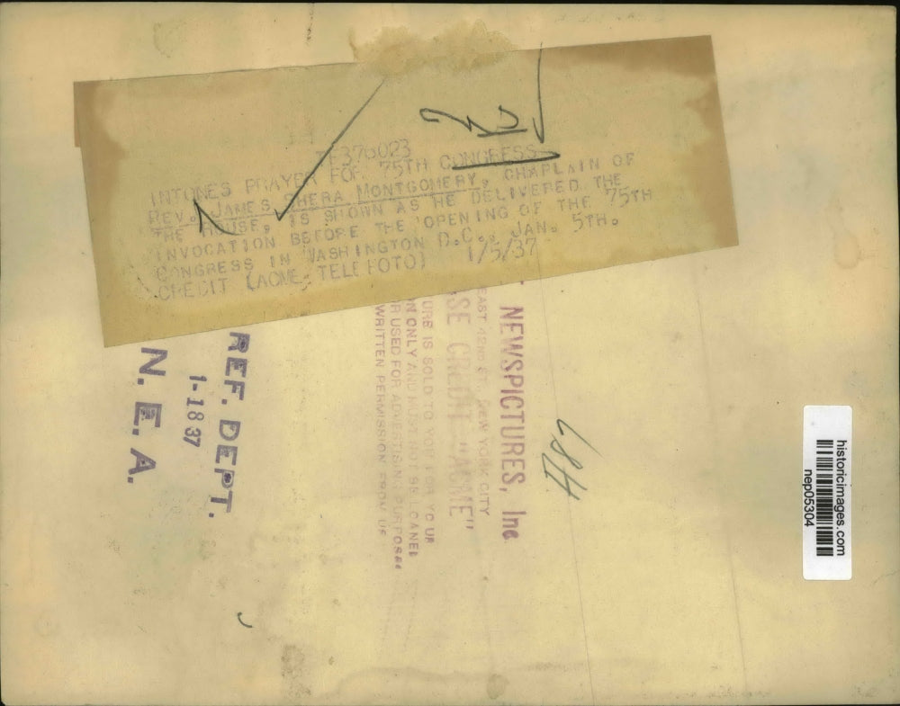 1937 Press Photo Rev. James Shera Montgomery As He Delivers The Invocation