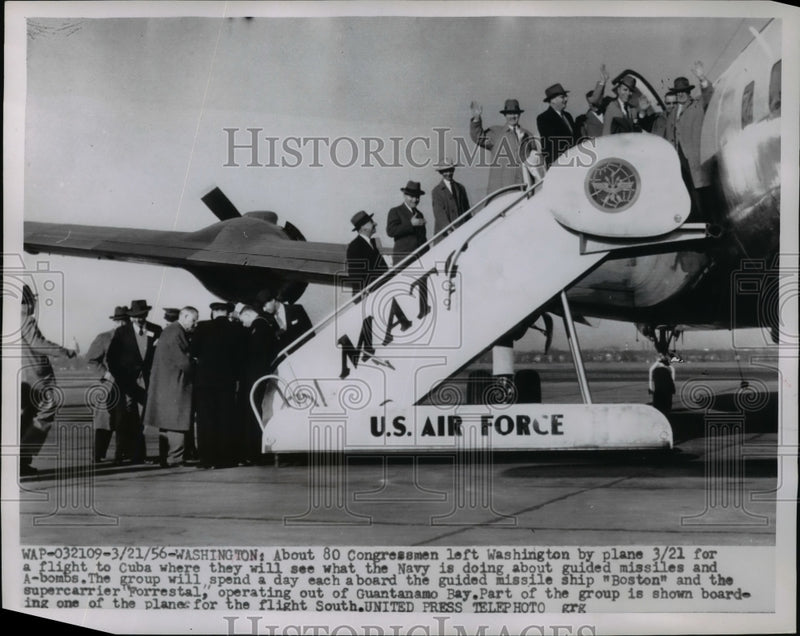 Load image into Gallery viewer, 1956 Press Photo 80 Congressmen Left Washington by Plane For Flight To Cuba
