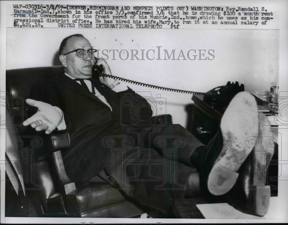 1959 Press Photo Rep. Randall Harmon Shown In His Office - nep05343