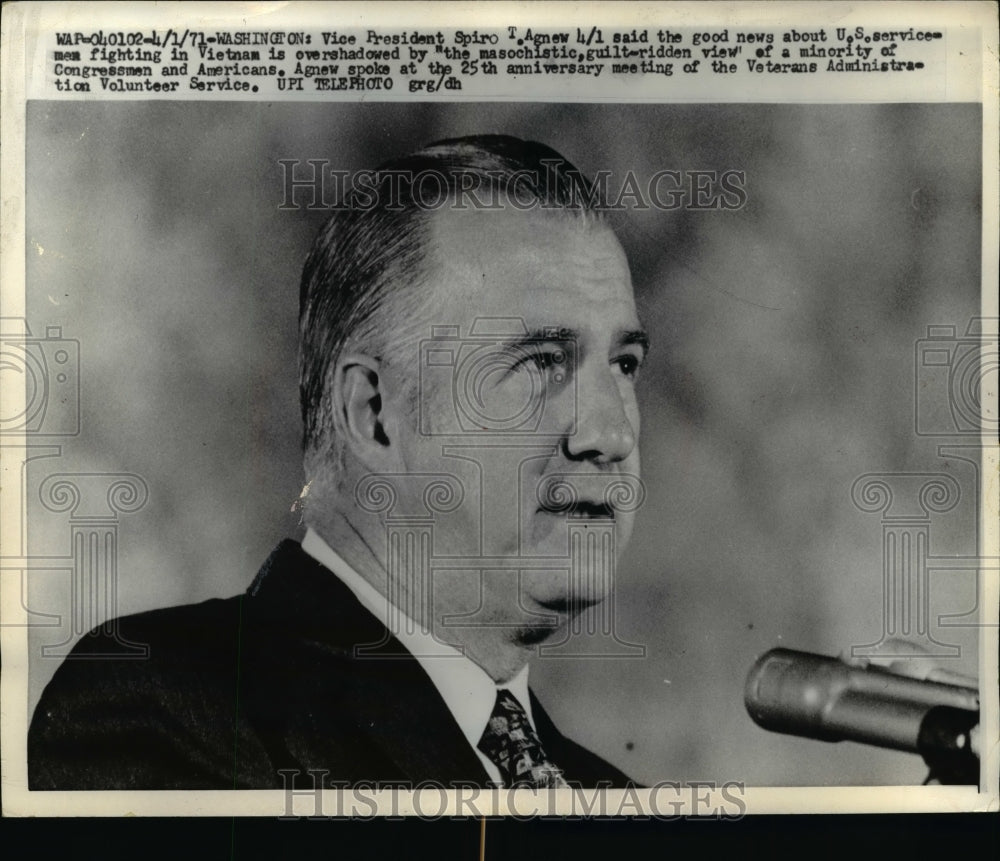 1971 Press Photo Spiro Agnew @ Veterans Administration Volunteer Service Meeting