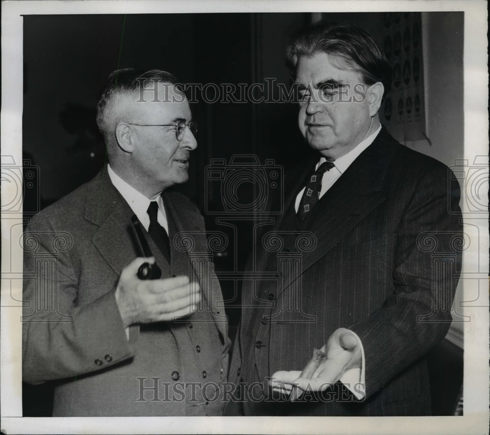 1941 Press Photo Thomas Kennedy, John L. Lewis at lunch after Coall Mine Hearing
