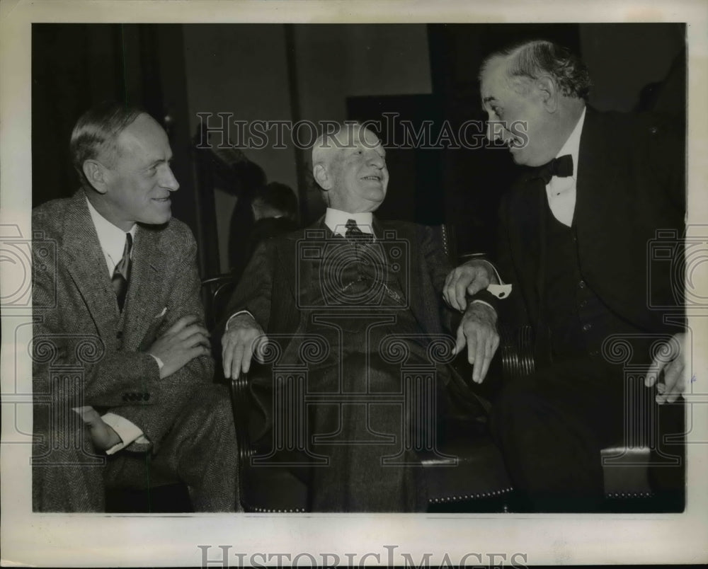 1938 Press Photo Millard Tydings, Carter Glass & Tom Connally at Senate Caucus