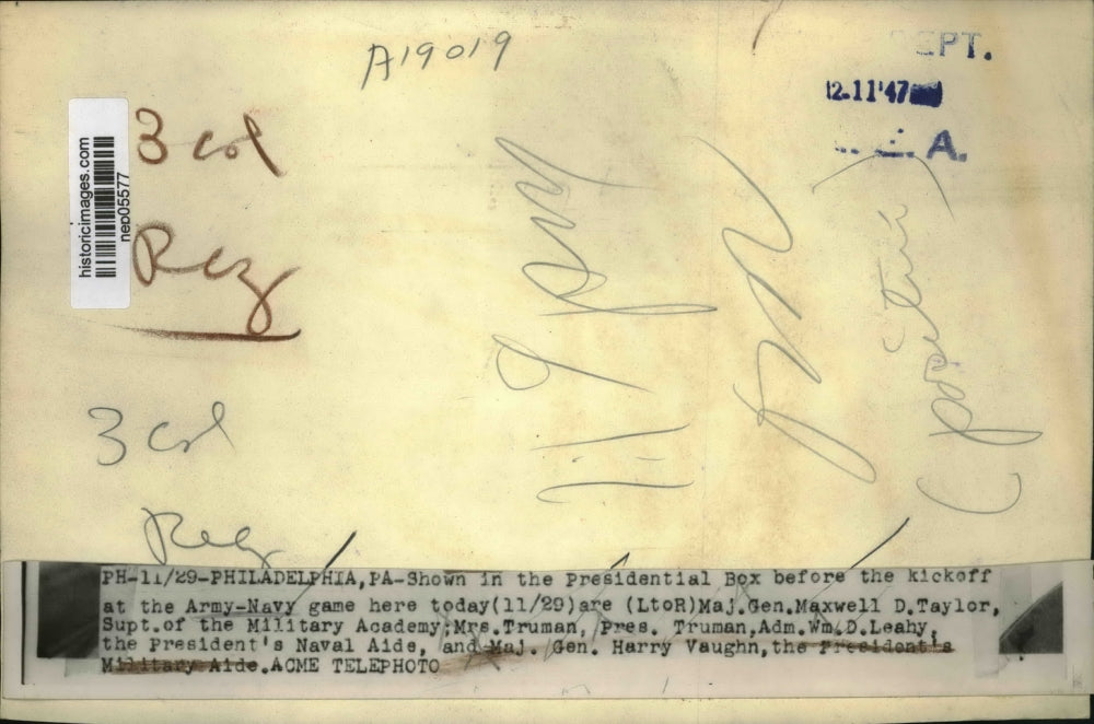 1947 Press Photo President Harry Truman at Army-Navy Game - nep05577