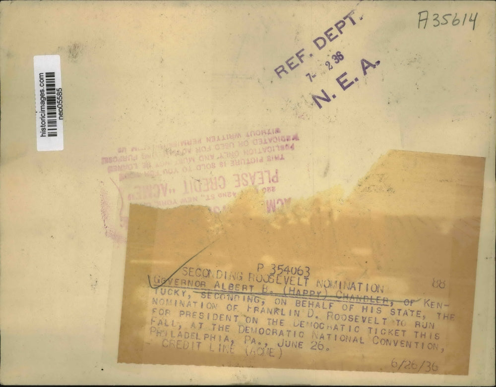 1936 Press Photo Governor Albert Chandler of Kentucky Nominates FDR - nep05585