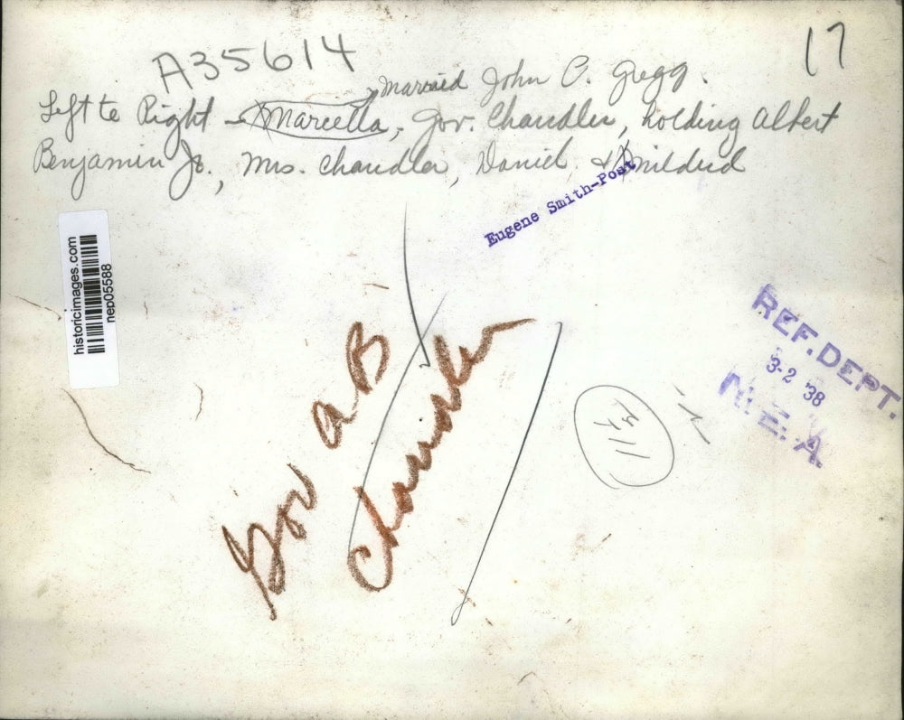 1938 Press Photo Governor A.B. Chandler & Family of Kentucky - nep05588