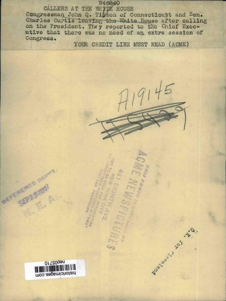 1927 Press Photo Congressman john Q. Tilson at White House - nep05710