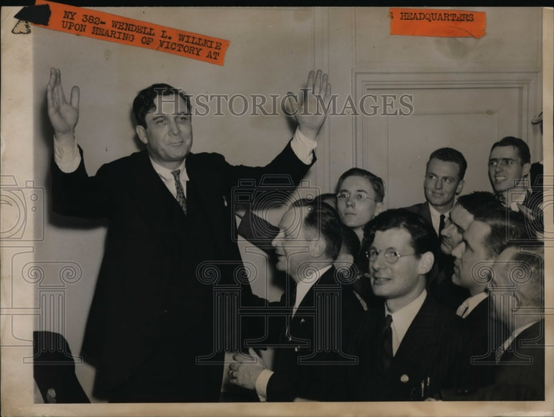 Load image into Gallery viewer, 1940 Press Photo Wendell Willkie Celebrates Victory - nep05808
