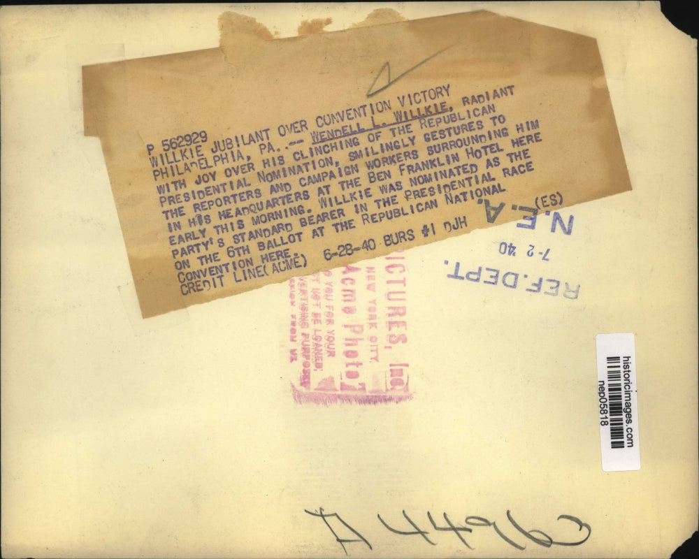 1940 Press Photo Wendell Willkie Celebrates Presidential Nomination - nep05818