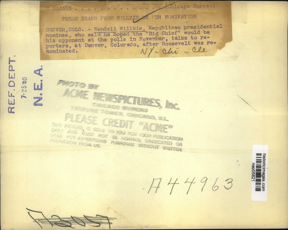 1940 Press Photo Wendell Willkie in Press Conference, Denver, Colorado