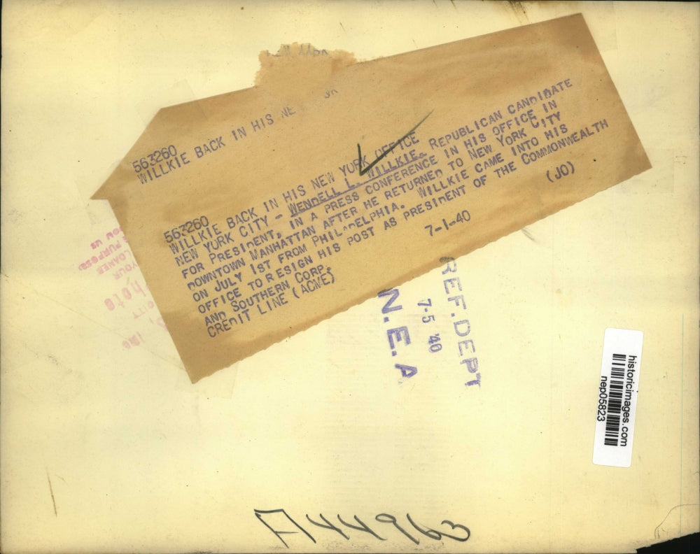 1940 Press Photo Wendell Willkie in New York Office Press Conference - nep05823