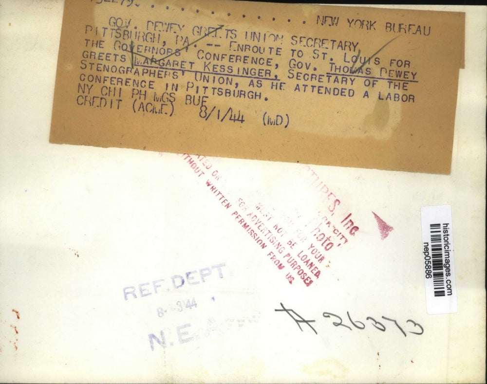 1944 Press Photo NY Governor Thomas Dewey & Margaret Kessinger - nep05886