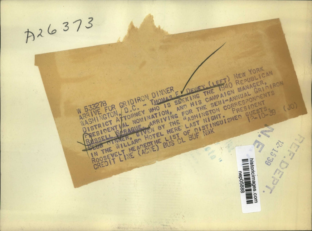 1939 Press Photo GOP Presidential candidate Thomas Dewey & Russell Sprague