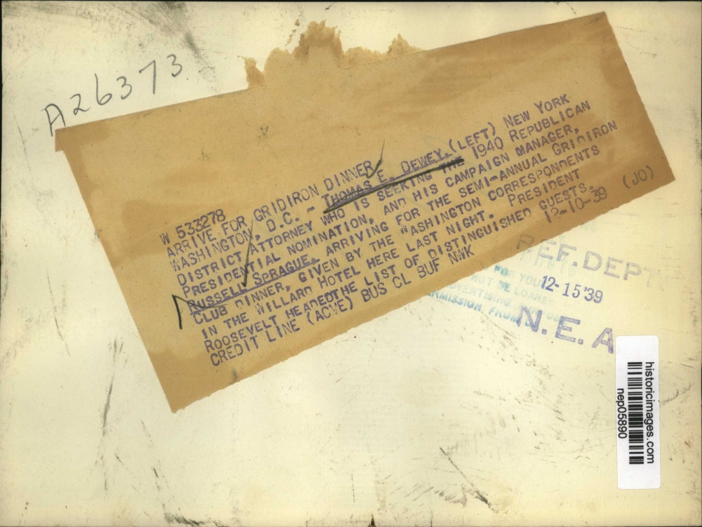 1939 Press Photo GOP Presidential nominee Thomas Dewey & Russell Sprague