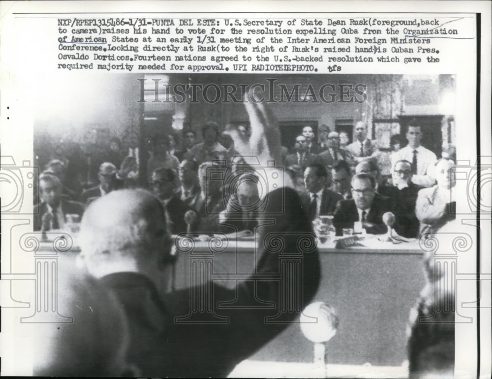 1952 Press Photo US Secretary of State Dean Rusk Voting on Resolution