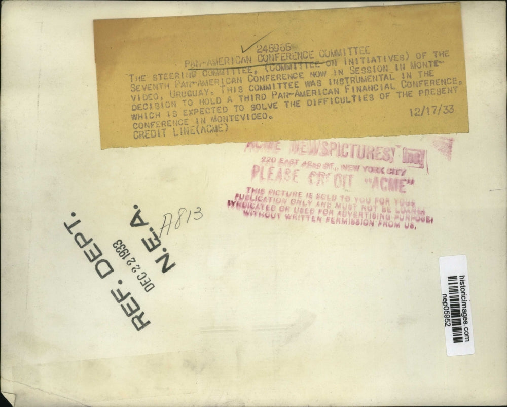 1933 Press Photo 7th Pan American Conference Committee in Montevideo Uruguay