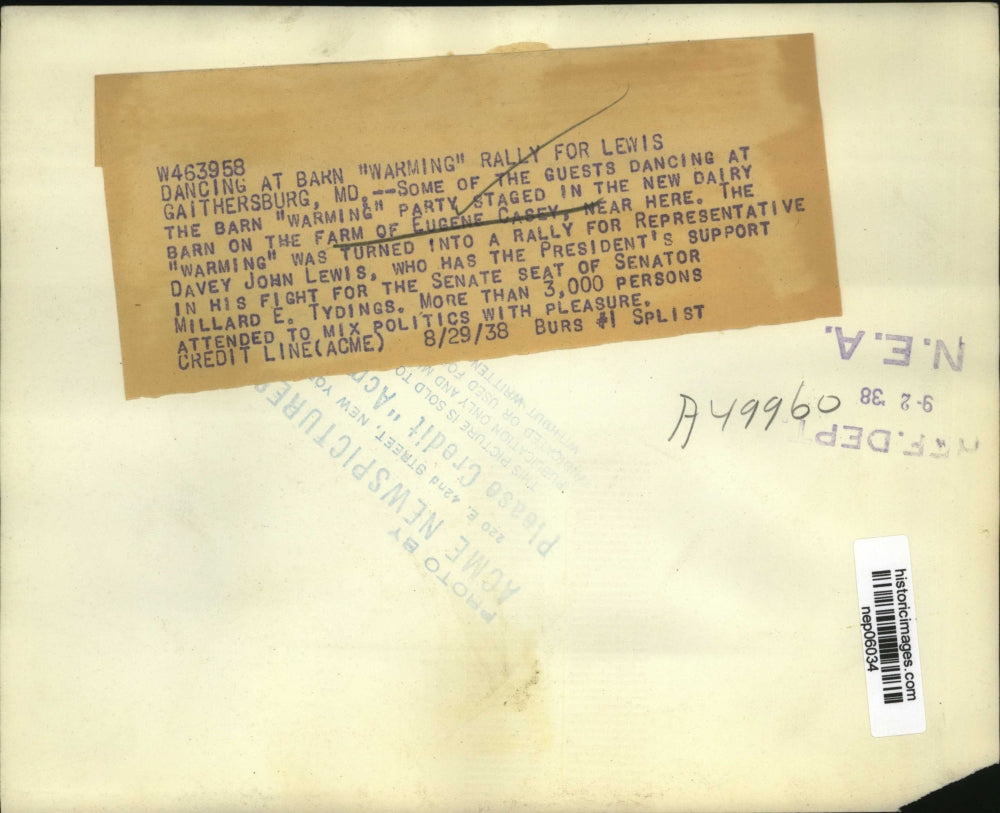 1938 Press Photo Dancing at Eugene Casey Barn Warming Rally for Davey John Lewis