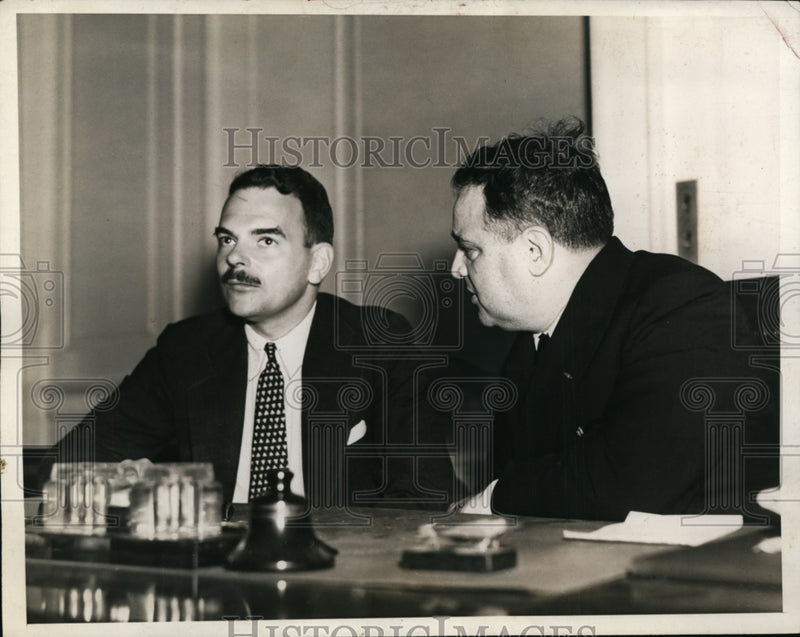 Load image into Gallery viewer, 1937 Press Photo Thomas Dewey, Mayor LaGuardia Meet in New York for Campaign
